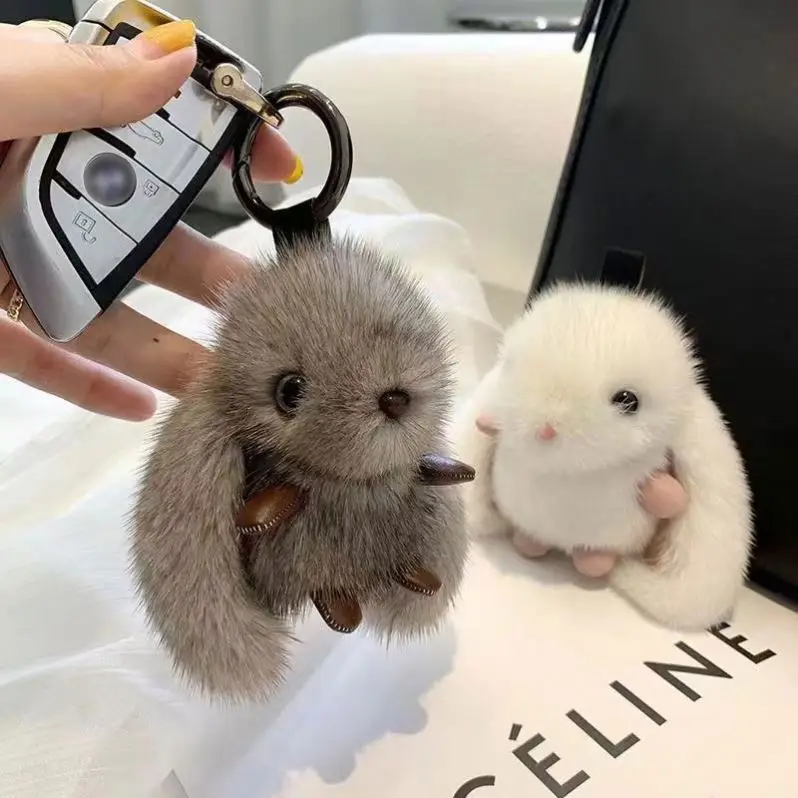 Simsky Portachiavi Coniglio Peluche Rosa: Moschettone Morbido Per Chiavi, Zaino E Borsa, Regalo Simpatico
