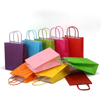 OEM Fancy Kraft Paper bag Gift Paper Packaging Bag With Flat handle and twisted handle for Business Shopping Bag