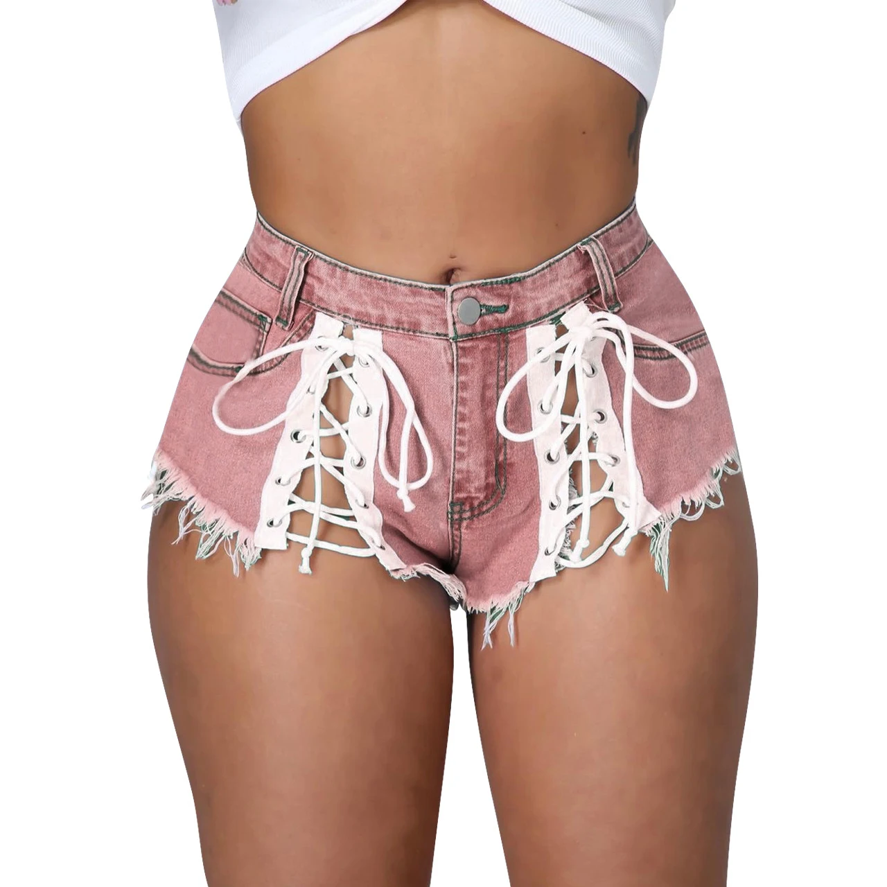 Overstock Leftover Clothing Branded Labels Womens Stretchy Denim Shorts Lady Sexy Summer Mini Jean Cut up Shorts details