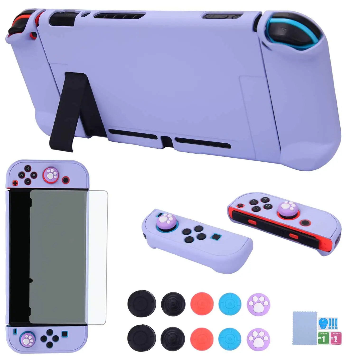 Case for Nintendo Switch 3 in 1 Protective Cover Cases Joy-Con Controller with Screen Protector and Thumb grips Protective