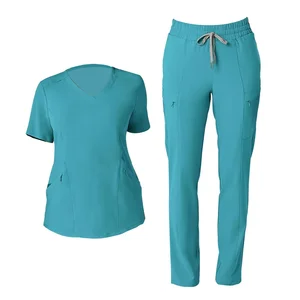 Premium Hospital Scrub Uniform Nursing Scrubs Sets Women's Medical Clothes Custom Logo Woven Wholesale