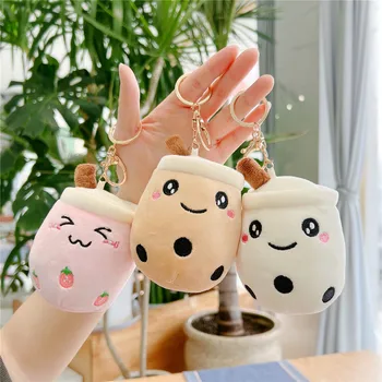 12 cm Cartoon BOBA Milk Tea Cup Plush Keychain Bag Hanging Pendant Super Soft Boba Stuffed Key Chain Plush Toy Christmas Gift