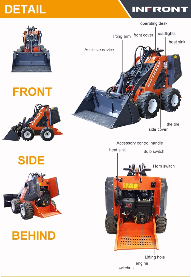 Infront Mini Skid Steel Loaders Wheel Track YF320 YF450 YF480 Skid ...