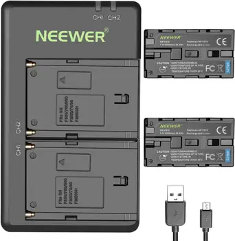 Neewer 2-Pack 6600mAh Li-ion Battery with USB Charger Field Monitor for Sony detail image