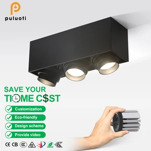 Customize Dali Zigbee Dimmable Ceiling Surface Fixed Adjustable Beam Angle Spotlight 54W Cob 3-Head Black Led Lighting AR80