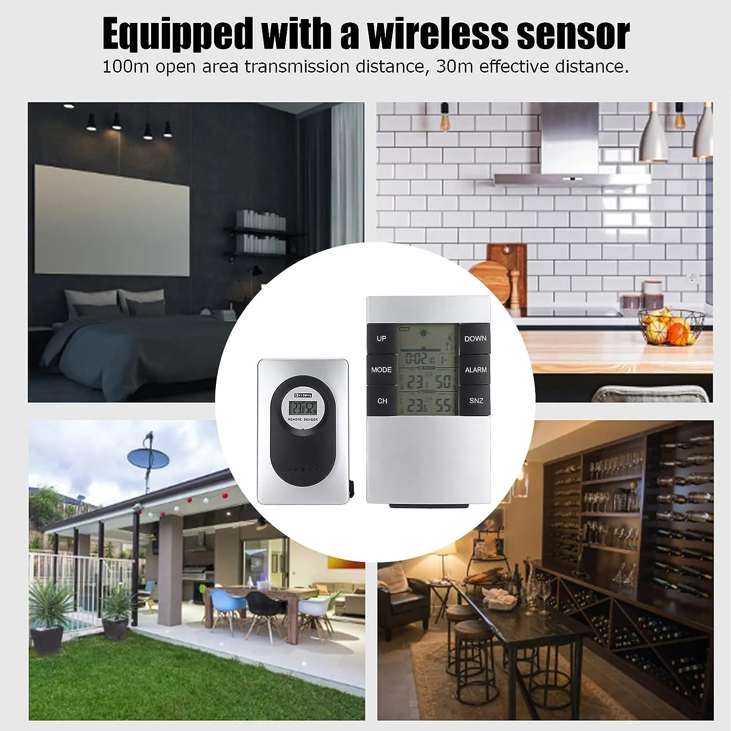 Indoor and Outdoor Wireless Weather Station Clock Digital Clock with Weather Temperature and Humidity Desk & Table Clocks