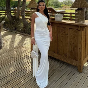 European American Style Women's Maxi Woven Halter Neck Solid Color Casual Summer Dress with Asymmetrical Hem Backless Strap