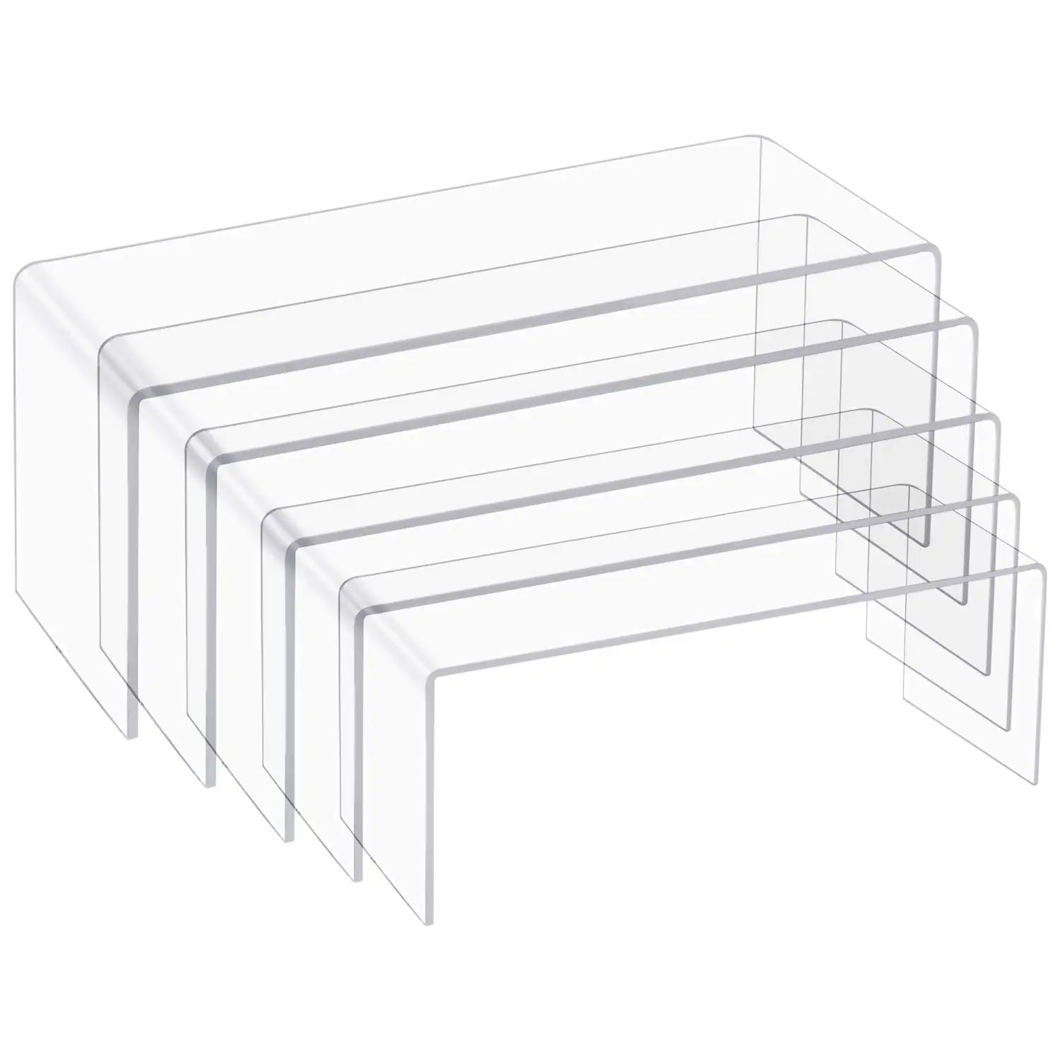 Goabroa Acrylic Display Risers Clear Rectangle Stands Shelf for Display 6pcs for sale online 