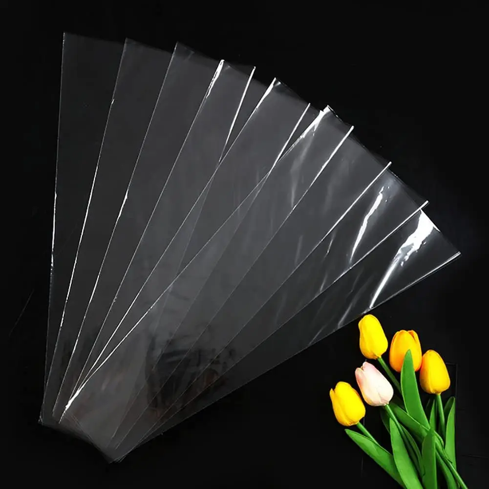 GORGECRAFT 50pz Sacchetti per Imballaggio di Rose Singole in Plastica Bianca per Bouquet di Fiori Garofani Buste di Carta da Regalo per Festa della Mamma San Valentino Matrimonio Festa di Compleanno