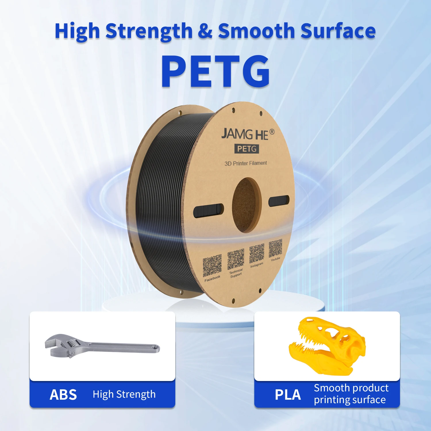 JAMG HE Petg Filament PLA/ABS/TPU/Silk PLA/PLA+ Filament 1.75mm Spool Filament  Raw Materials for 3d Printer Pen