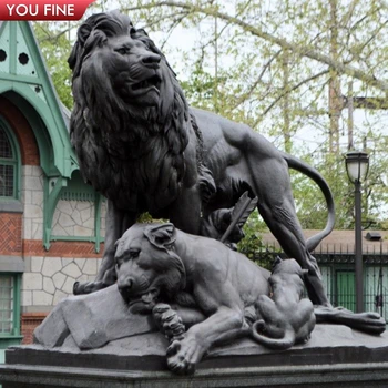 有名な金属製動物彫刻、ブロンズ製立獅子と火棒を持つ彫刻| Alibaba.com