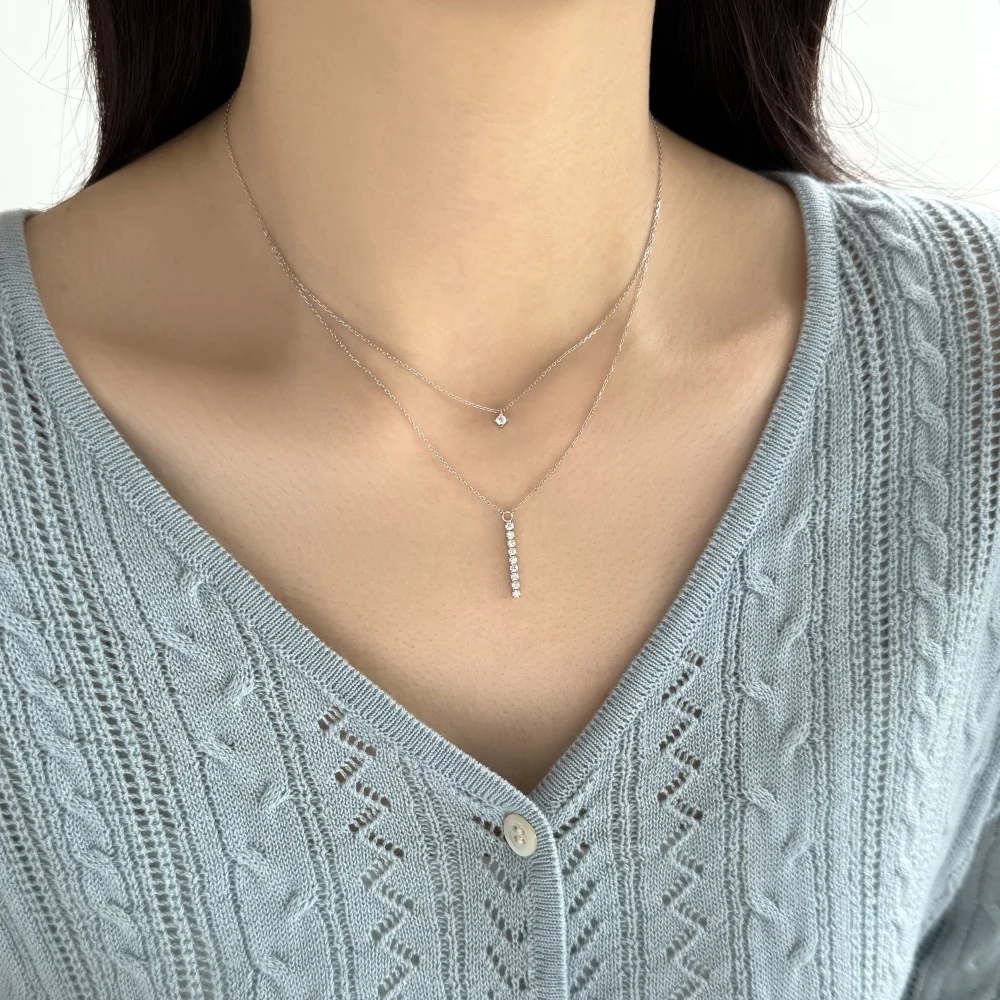 KAKODIY High Quality Fashion Boutique 925 Sterling Silver Chain Rhodium 18K Gold Electronic Coating Electroplating Rod Shape 5A Zirconia Pendant Necklace detail 1