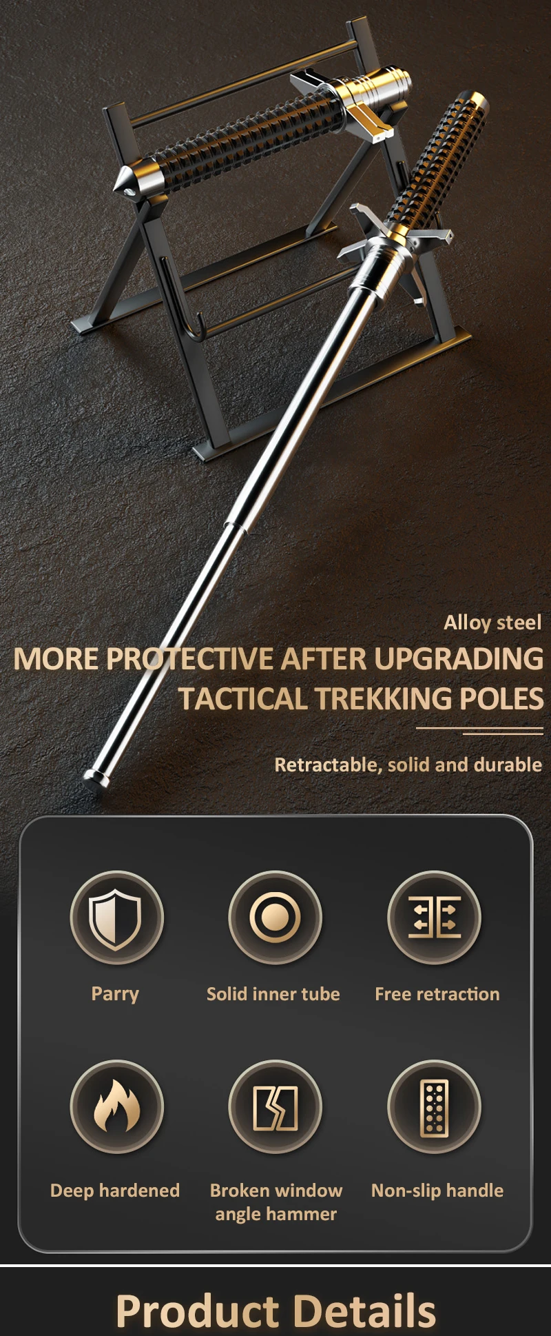 Walking Sticker Fighting Retractable Enhanced Automatic Sports Stick