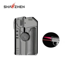 Wholesale Metal Creative Folding Gun Cigarette Lighter Fashion Decompression Rotating Fingertip Top Lighter Laser Party Gift