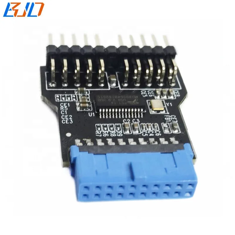 Diheohg Carte D'Extension PCI Express USB 3.0 19 Broches PCIE 1X vers 2 Ports USB 3 19 Broches Adaptateur Interne USB3 20 Broches Hub Header