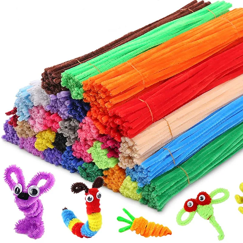  Limpiapipas nuevos palos de felpa coloridos mezclados para  bricolaje, palitos de chenilla, tallos hechos a mano, material de  artesanía, creatividad, juguete limpiador de pipas (color : A 40 piezas, :  Arte