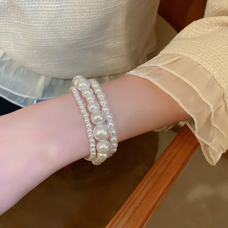 HOVANCI Custom Gold Plated Single Fresh Water Pearl Bracelet Trendy Multiple Layer Winding String Beaded Bracelet Bulk
