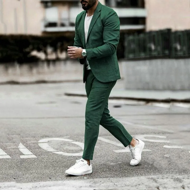 Tailored Green Business Man Suits Man Groom Tuxedo Smoking Jacket Terno  Masculino Man Outfit 2piece Slim Fit Street Style Suits - Buy Men Slim Fit  Suits,Latest Suit Styles,Korea Style Business Suit Product