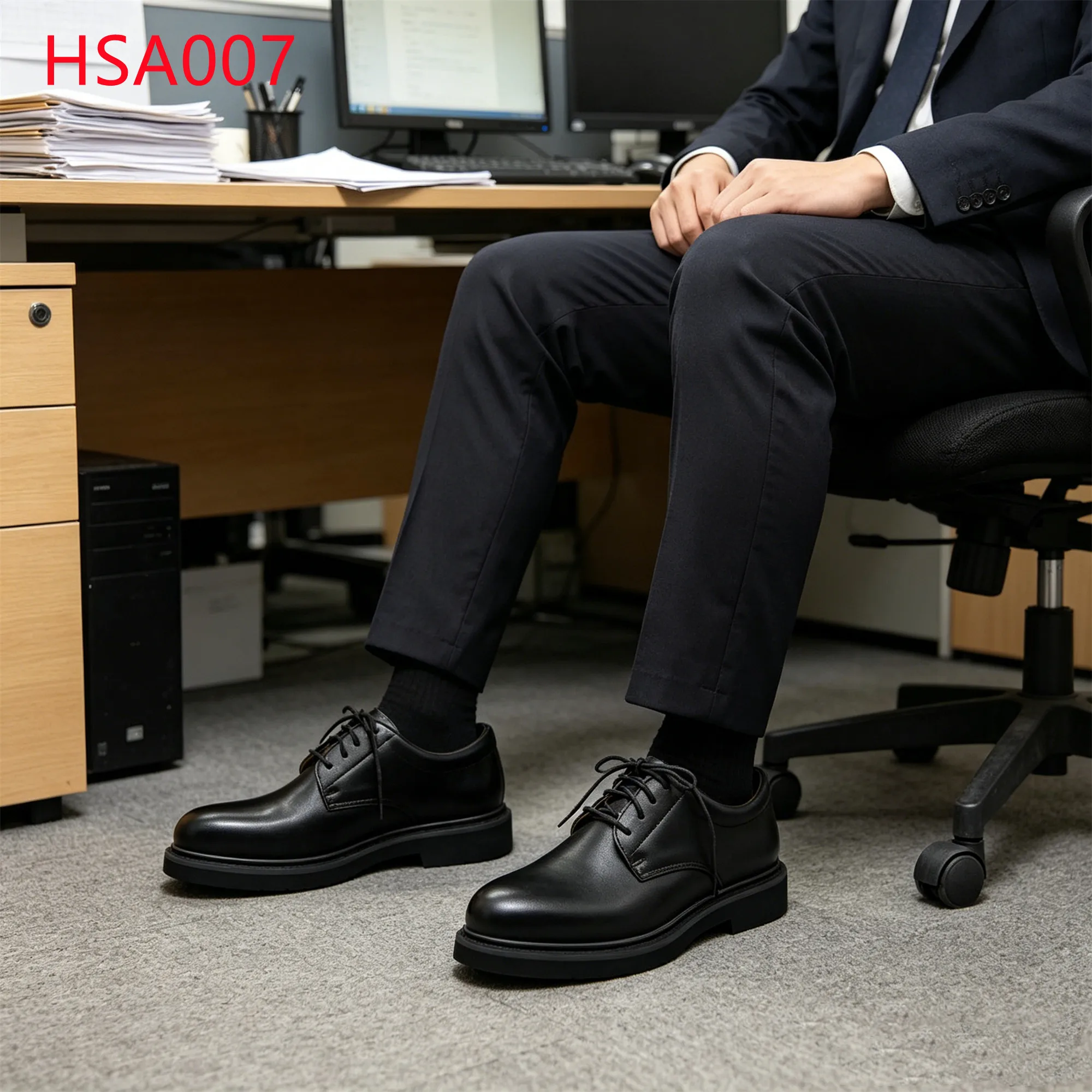 LXG,Client Visit Regular Fit Full Natural Cow Leather Dress Shoes Sleeker Appearance Crease-proof Round Toe Office Shoes HSA007