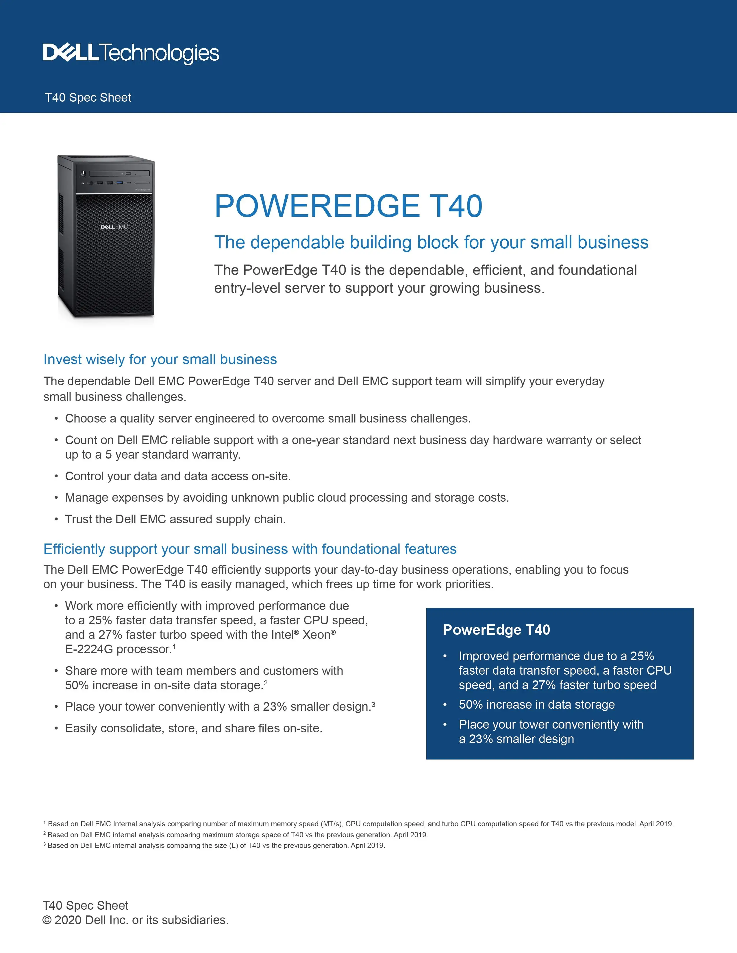 Original Poweredge T40 Single Socket Mini Tower Server Xeon E-2224g 4 ...