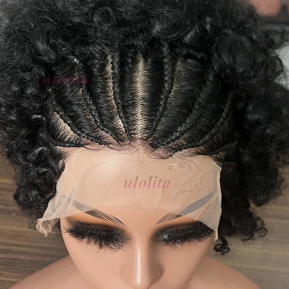 13x4 Lace Frontal Afro Krøllet Paryk 100% Brasiliansk Remy Hår 6 Ombre Highlights Bouncy Krøllet Paryk Ægte Hår Parykker med Fletninger_voghion.com