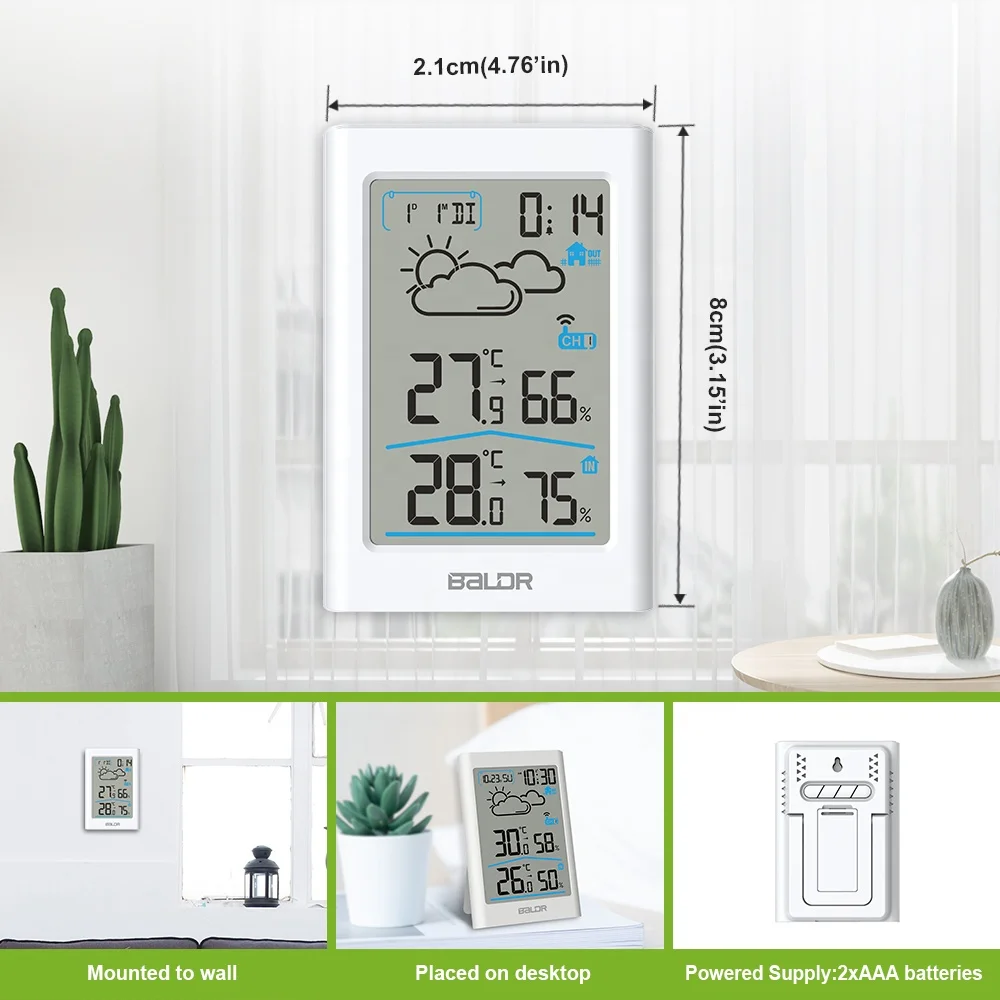 BALDR WiFi Weather Station Wireless Indoor Outdoor Thermometer