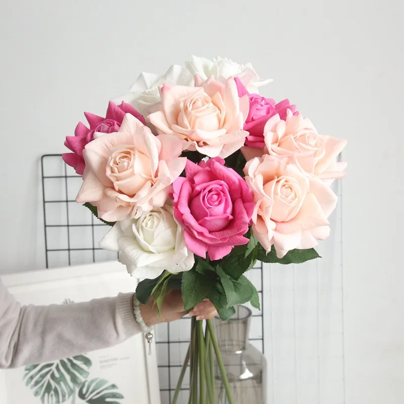 Dekorative Real Touch Rosen, Knstliche Blumen, Einzeln, Seidenweie  Rosen, Latex Real Touch Blumen, Knstlich fr Hochzeitsdeko| Alibaba.com