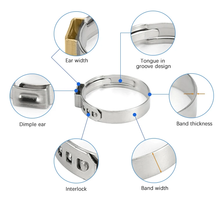 Pex Clamp Ss304 Oetike Adjustable Single Ear Hose Clamp For Pex Tube