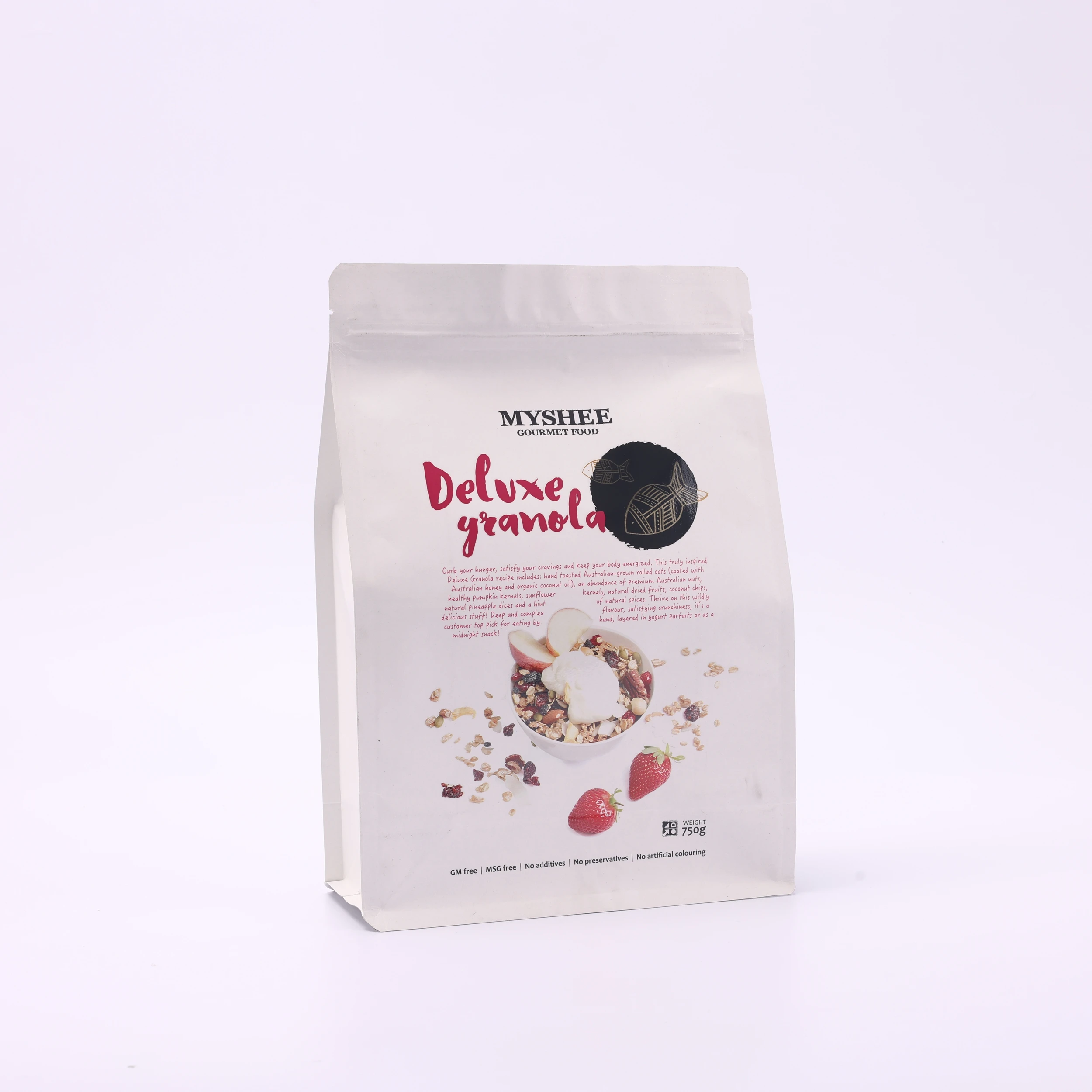 Custom Printed Standup Food Grade PE PET Plastic Ziplock Pouch Moisture-Proof Snack Packaging Bag