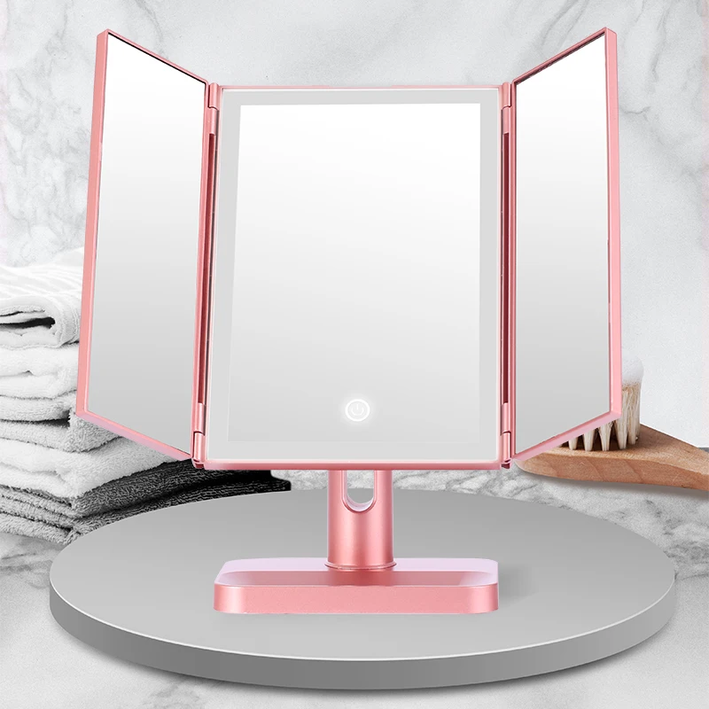 Convenient professional intelligent smart bright led cosmetic makeup vanity stand up mirror with lights