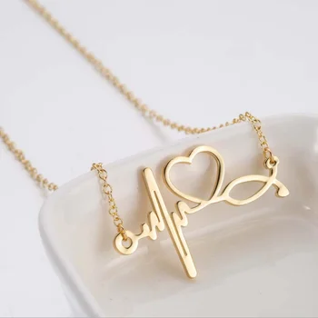 Wholesale Fashion Cheap Jewelry Gold And Silver Plated stainless steel ecg necklace for women fantasy
