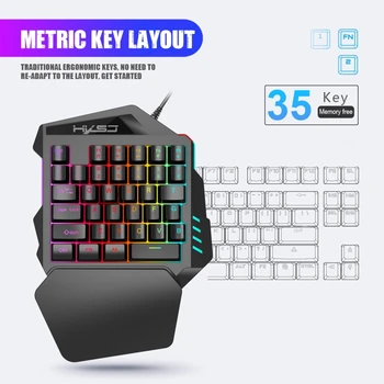 One Hand Gaming Keyboard & Mouse Combo Set - Hxsj P6+v100+a883