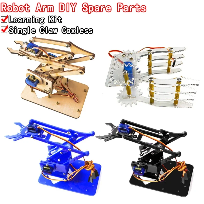 Bras robotique mécanique en acrylique SG90 MG90S 4 DOF non assemblé, manipulateur à griffe pour kit d'apprentissage Maker DIY, bras robotique RC
