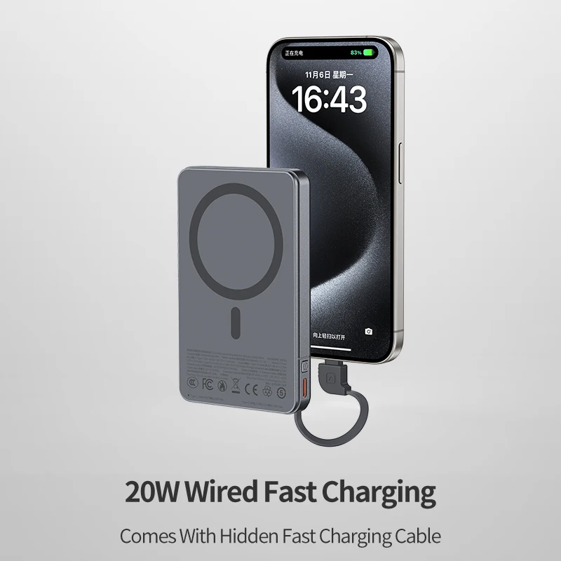 Mcdodo Magnetic Power Bank MC-4261 10000mAh, 20W (black - Foto 9