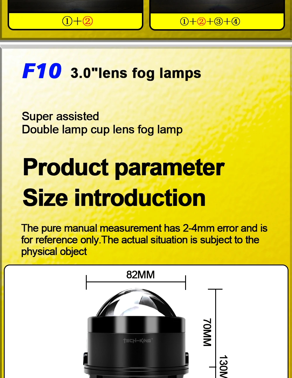 TECH-KING Automotive LED projector fog light 3-inch universal Matrix Automotive fog light retrofit accessory lens fog lamp