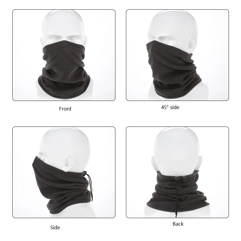 Winter Fleece Neck Gaiter Warmer Face Covering Windproof Half Balaclava