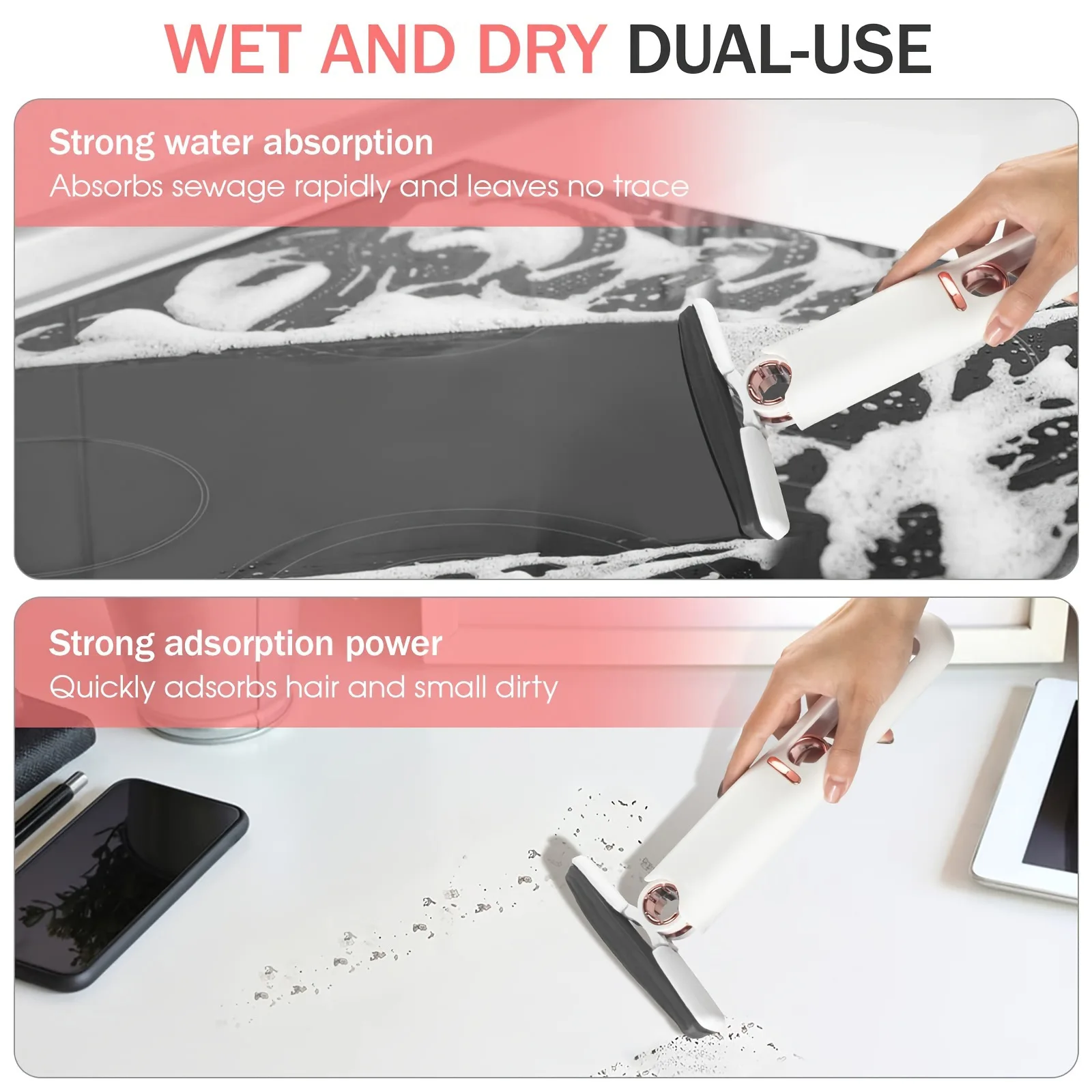 Portable self -squeezing cleaning brush mini laziness -free strong water absorption mop desktop mop
