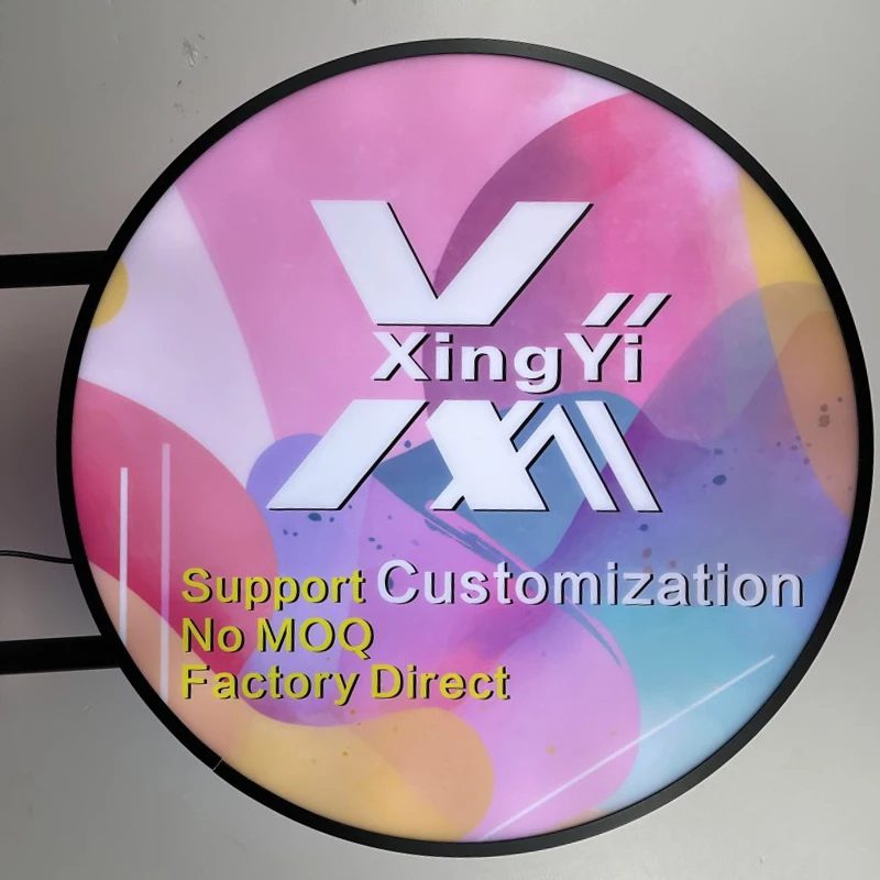 Customized Round Outdoor Advertising LED Light Box for Cafes and Restaurants Stainless Steel Frame Sign Round Light Box Signage
