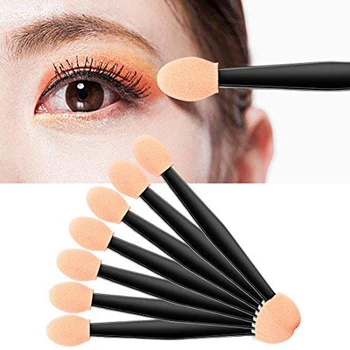 50 Stück Doppelseitige Lidschatten Applikatoren – Schwarz, Mit Schwamm, Länge 4,8 Cm, Profi Make-up Werkzeug