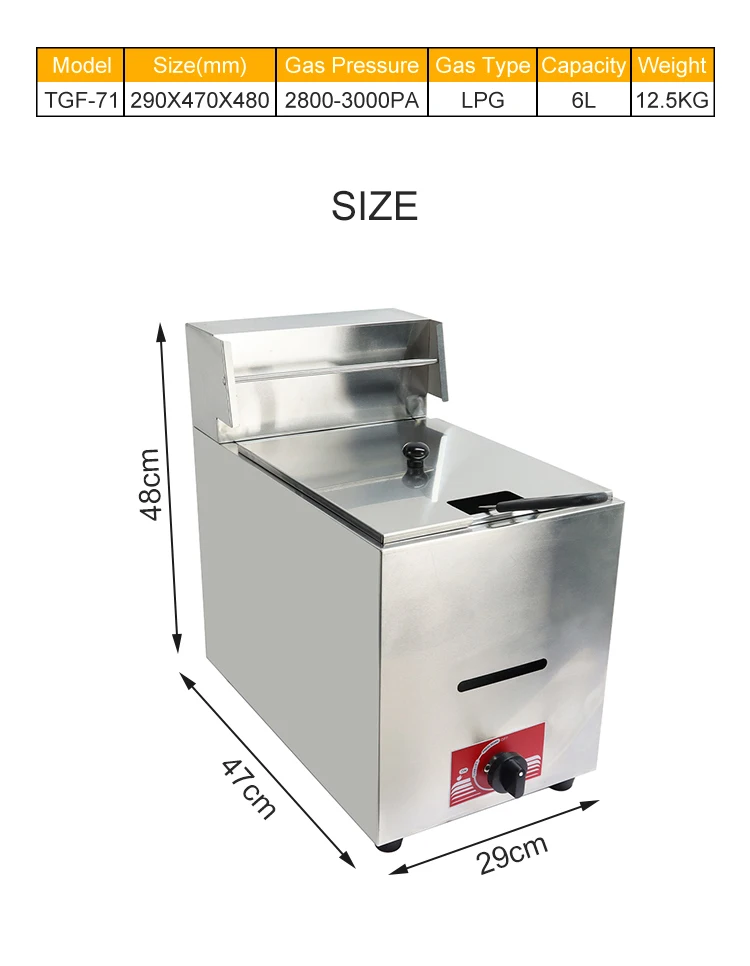 Single Tanks Stainless Steel Chicken Chips Fryer Deep Commercial gas Machine Fryer manufacture