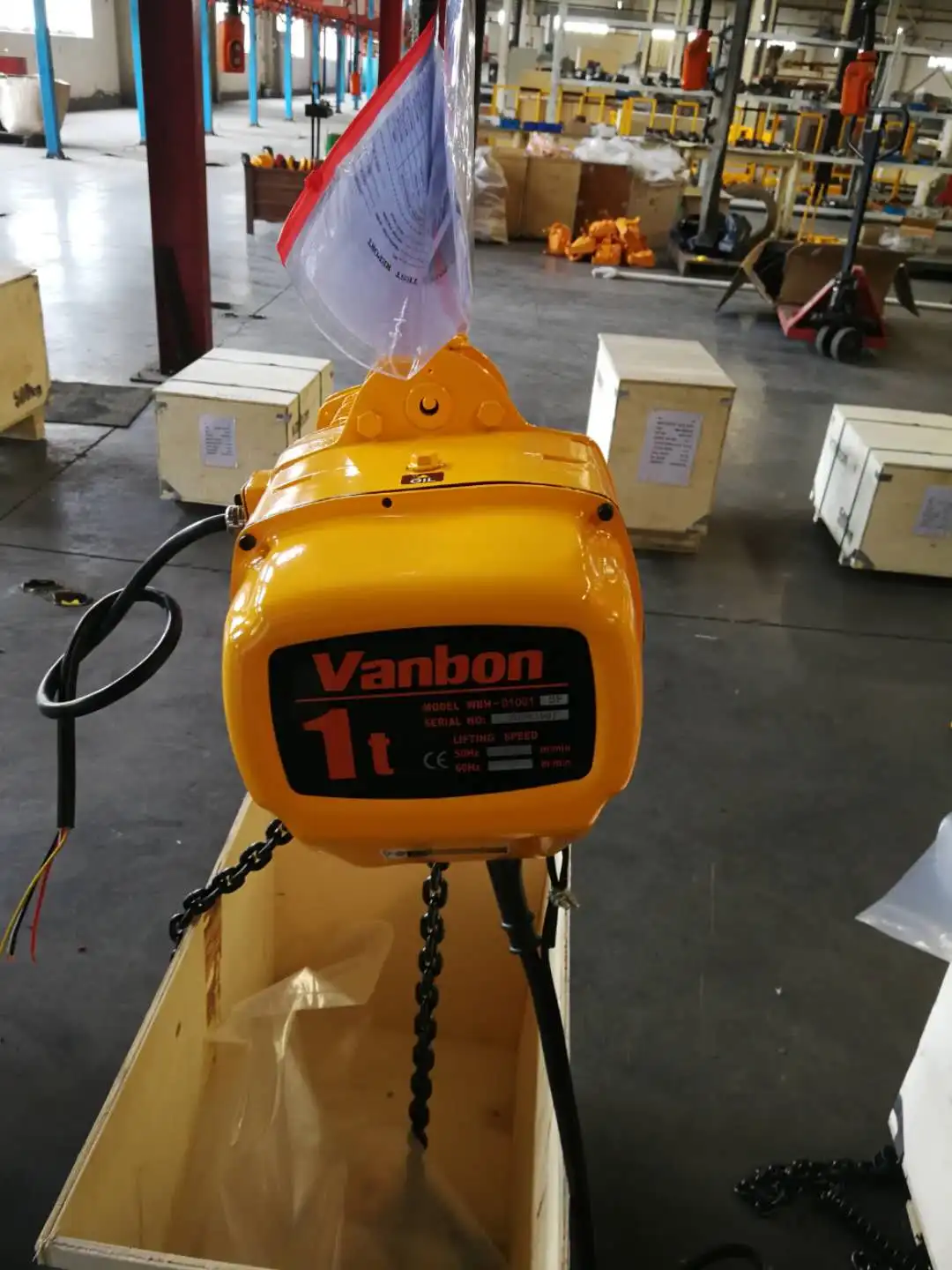 Vanbon 30years Factory High Quality 1 Ton Small Electric Crane Chain Hoists Tecle Electrico For