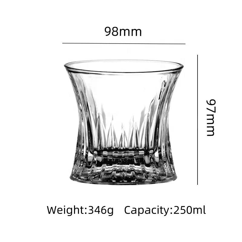 N42 Unique Shape Whiskey Decanter Set Crystal Clear Glass Whiskey Wine Decanter Tumbler Set with Ice Wall Design