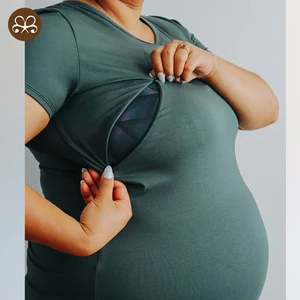 Women's Nursing Tops for Breastfeeding Shirts Maternity Clothes Invisible Zipper Pregnancy Tee Postpartum Shirt