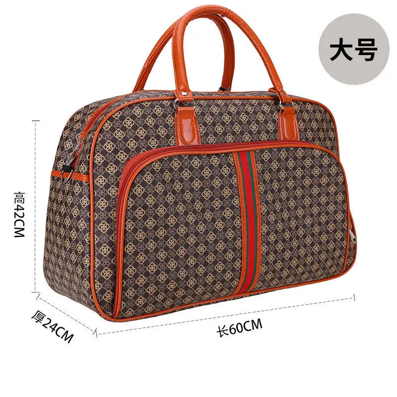 TWENTY FOUR 21 Checkered Bag Travel Duffel Bag Weekend Overnight Luggage  Shoulder Bag For Men Women -Brown Checkered 