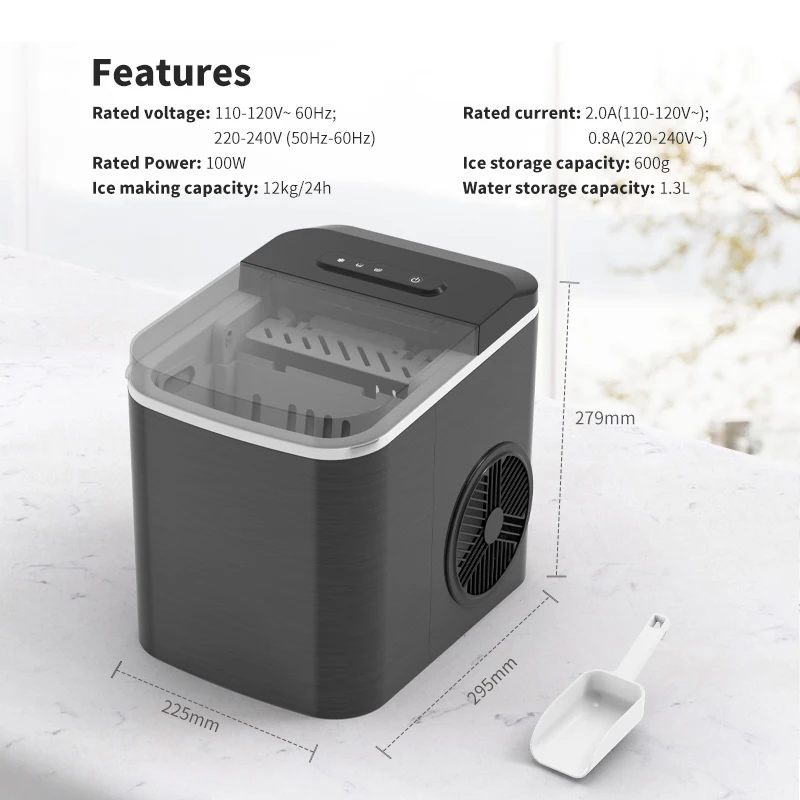 Countertop Ice Maker Machine Adjustable Portable Electric Ice Maker Perfect for Home Office