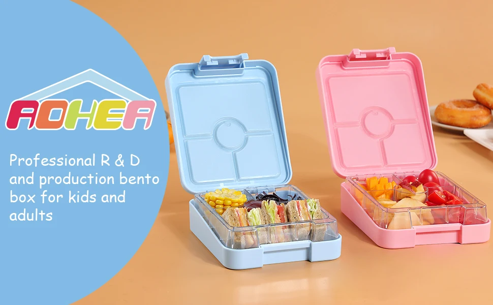 Aohea BPA Free 4/5compartments Bento Box Toddler Lunch Box for