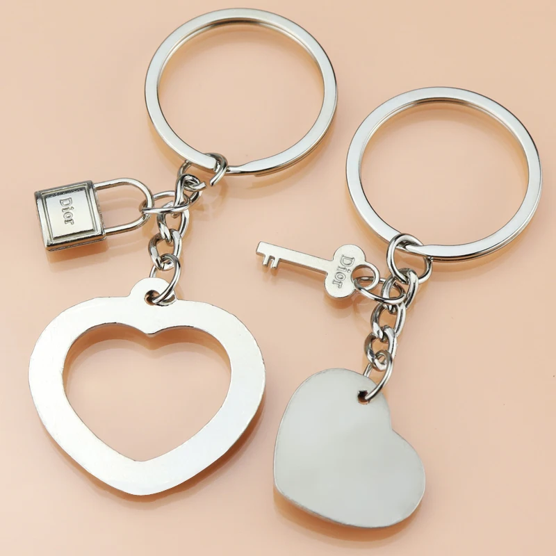 Personalized Heart-shaped Couple Keychain Set, Gift For Him Her