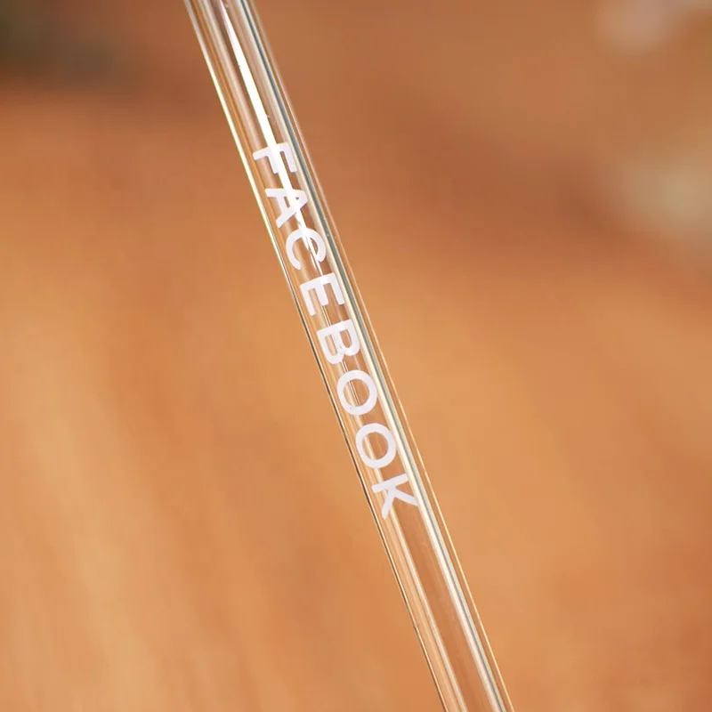 Customized borosilicate glass straw with printing logo and pattern