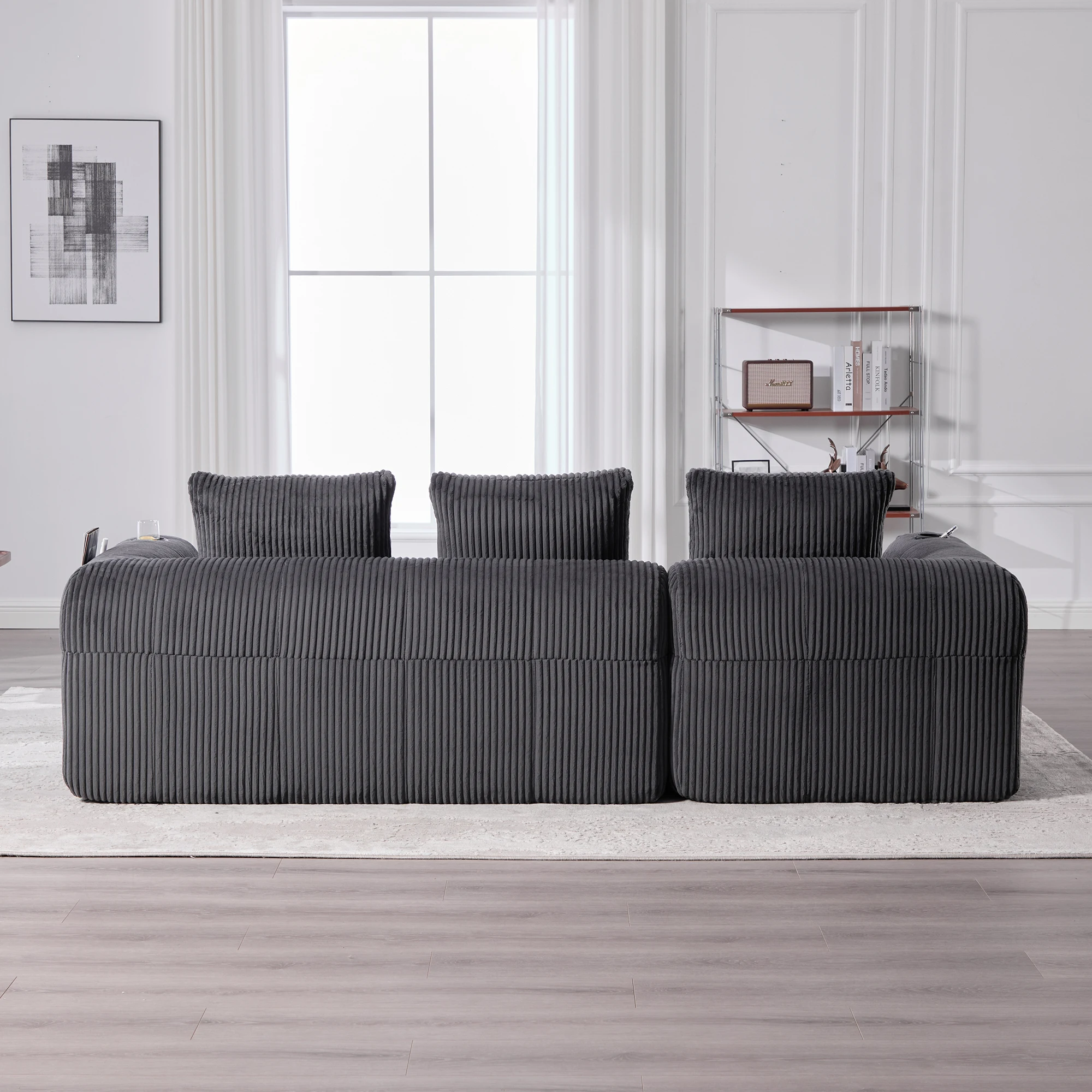 Sofa rétro velours vue 4