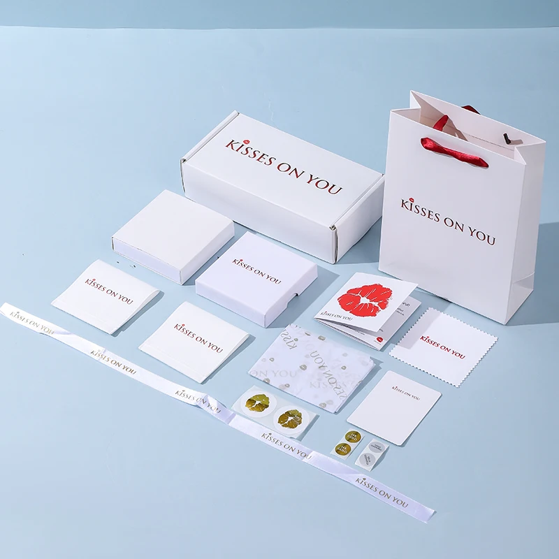A1 White Jewelry Storage Paper Box with Heaven Earth Cover Custom Size & Shape Embossed Logo Gift Box Wiping Cloth & Card
